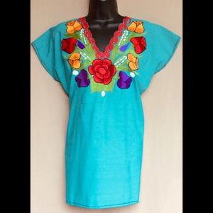 Baby blue color blouse with flower design